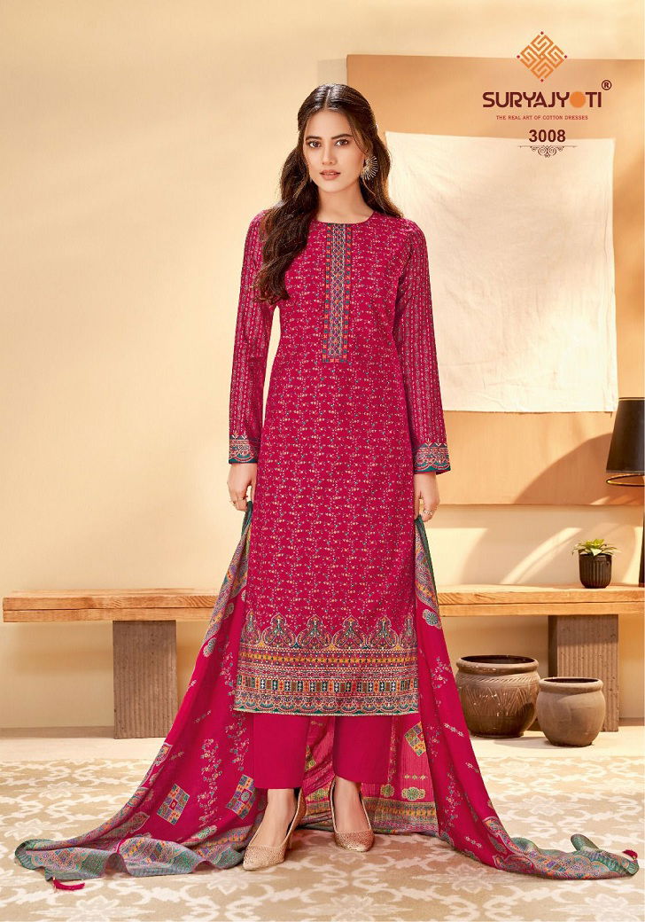 Pushpa Vol 3 By Suryajyoti Designer Printed Pure Modal Dress Material Wholesalers In Delhi
